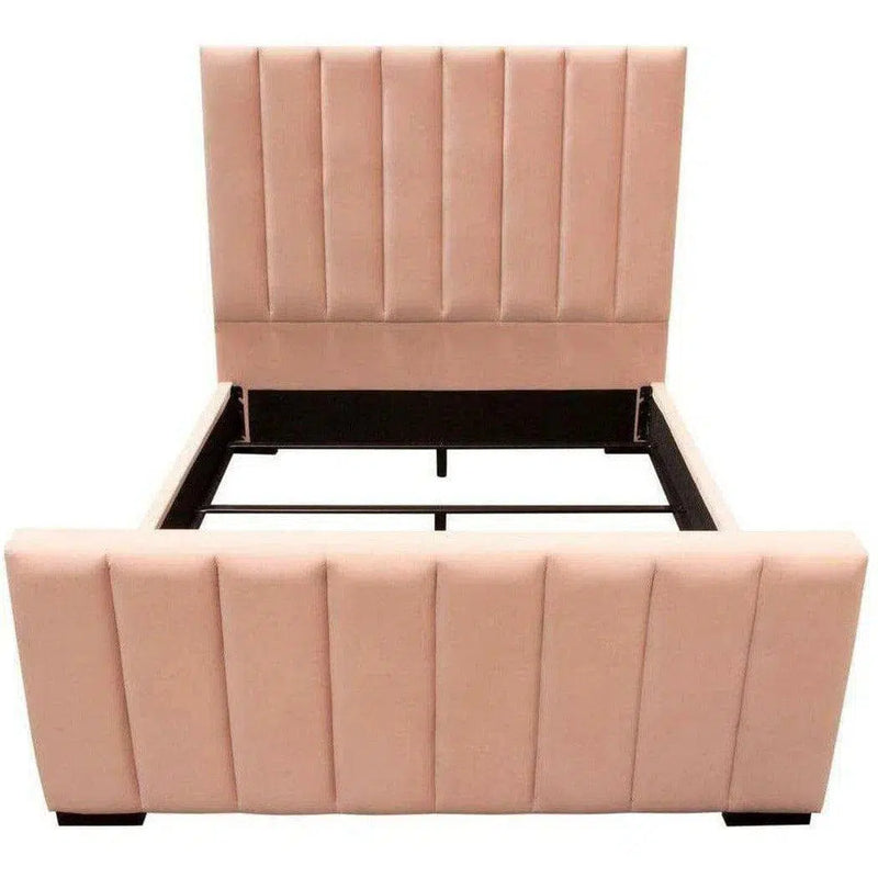 Pink Velvet Tufted Eastern King Bed Frame