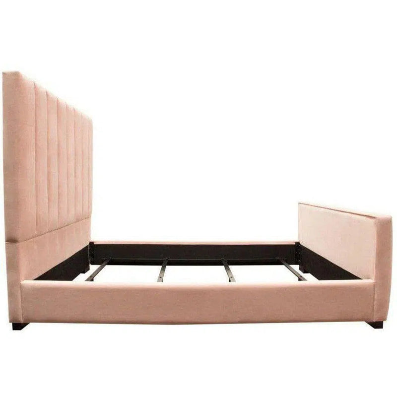 Pink Velvet Tufted Eastern King Bed Frame