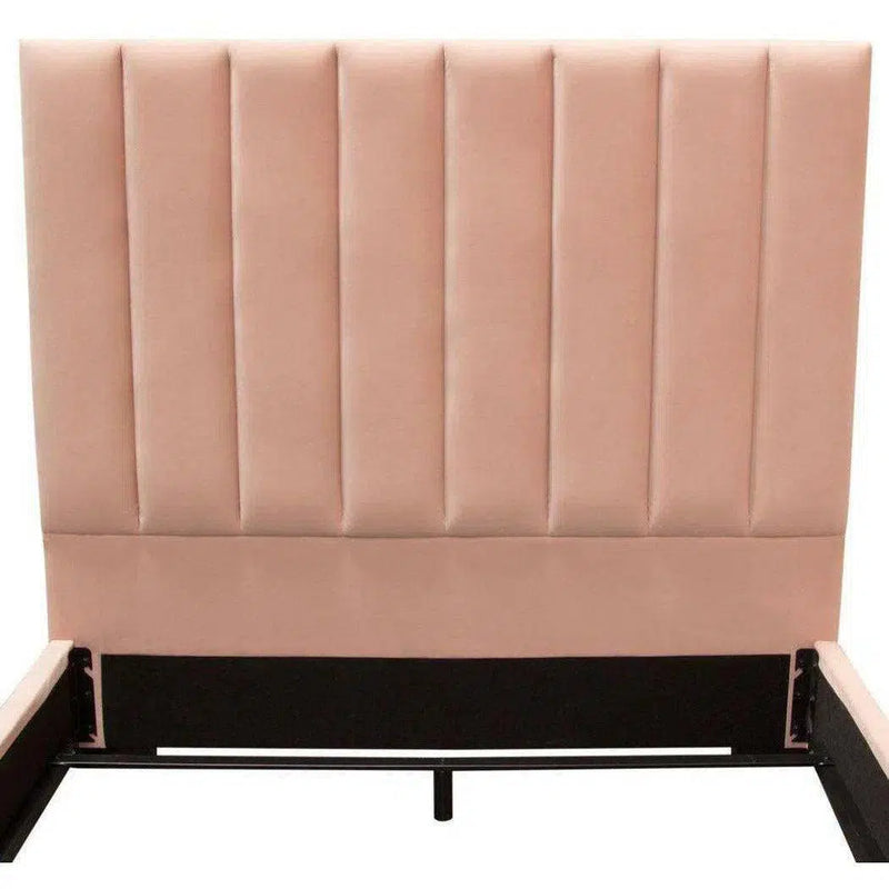 Pink Velvet Tufted Eastern King Bed Frame