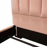 Pink Velvet Tufted Eastern King Bed Frame