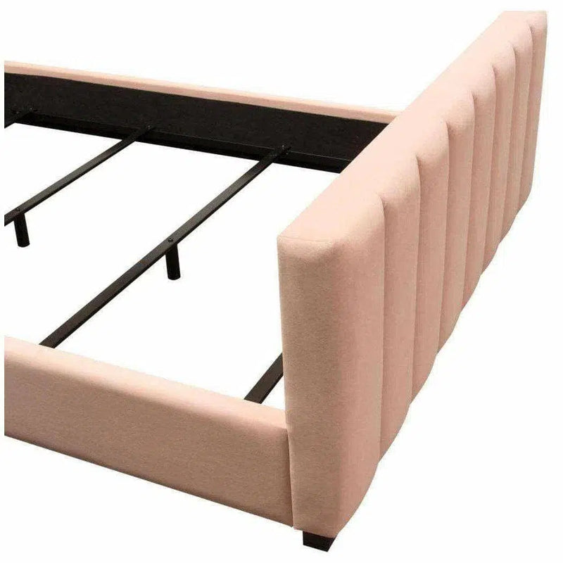 Pink Velvet Tufted Eastern King Bed Frame