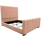 Pink Velvet Tufted Eastern King Bed Frame