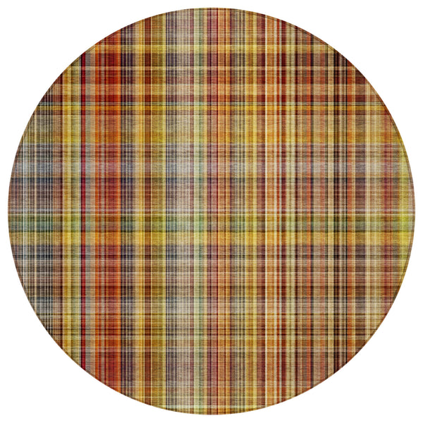 Plaid Paprika Washable Indoor-Outdoor Rug