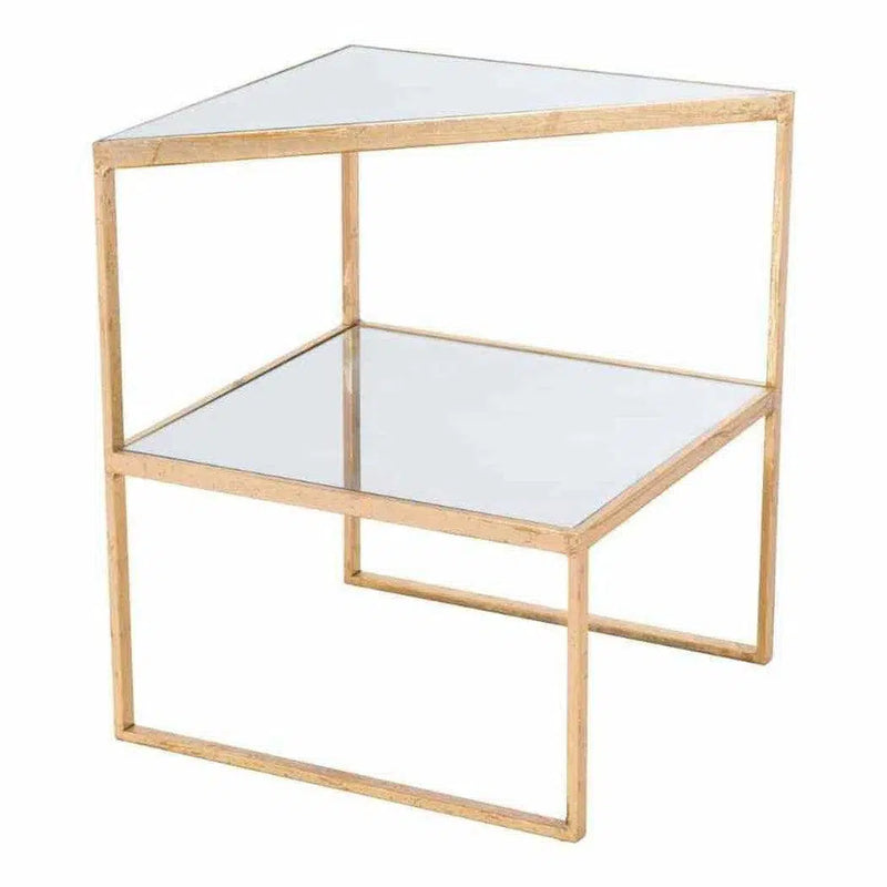 Planes Side Table Gold & Mirror