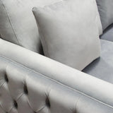 Platinum Grey Velvet Loveseat With Silver