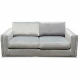 Platinum Grey Velvet Loveseat With Silver