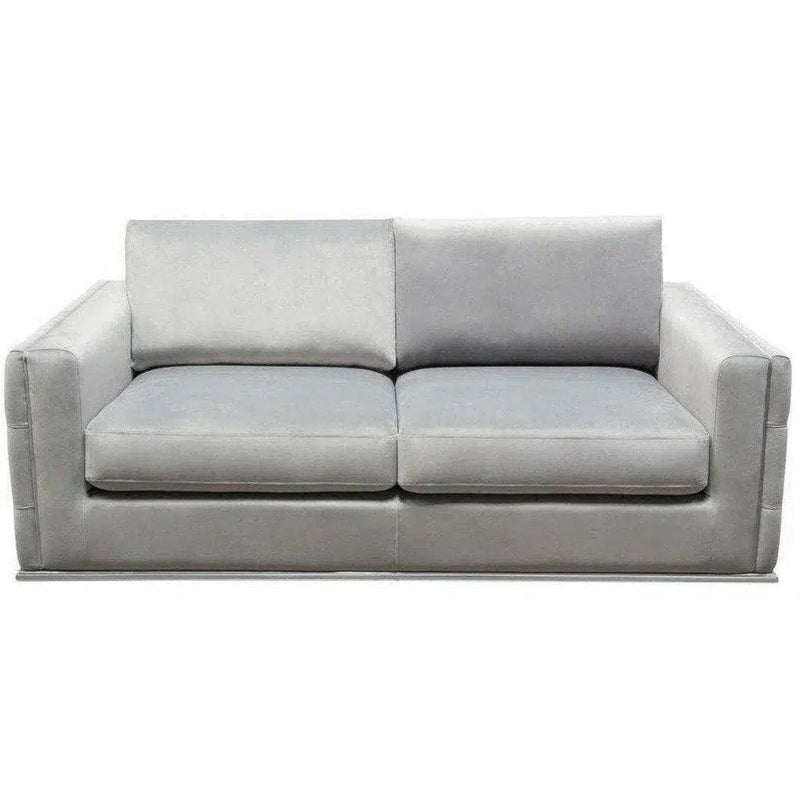 Platinum Grey Velvet Loveseat With Silver