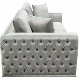 Platinum Grey Velvet Loveseat With Silver