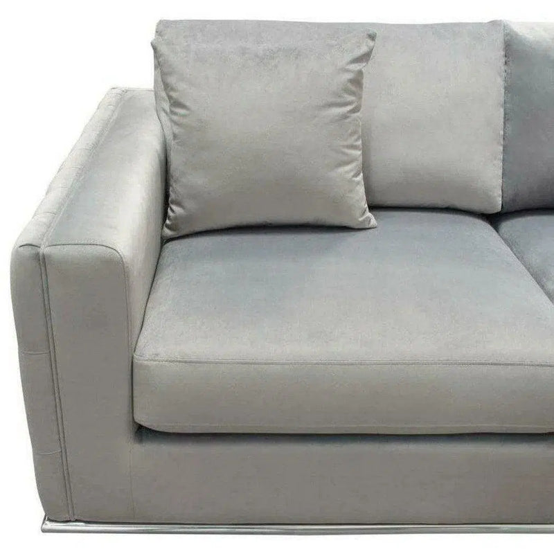 Platinum Grey Velvet Loveseat With Silver