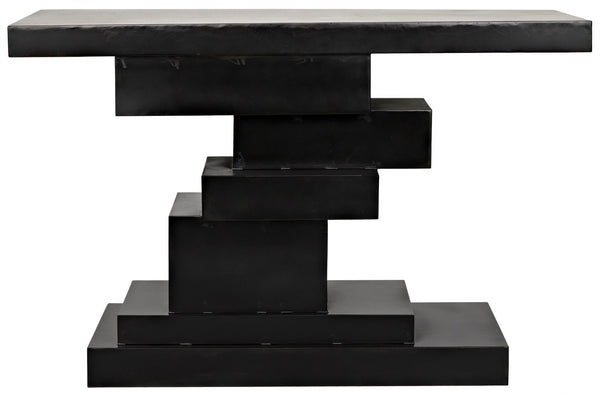 Platoon Black Steel Rectangle Console Table-Console Tables-Noir-LOOMLAN