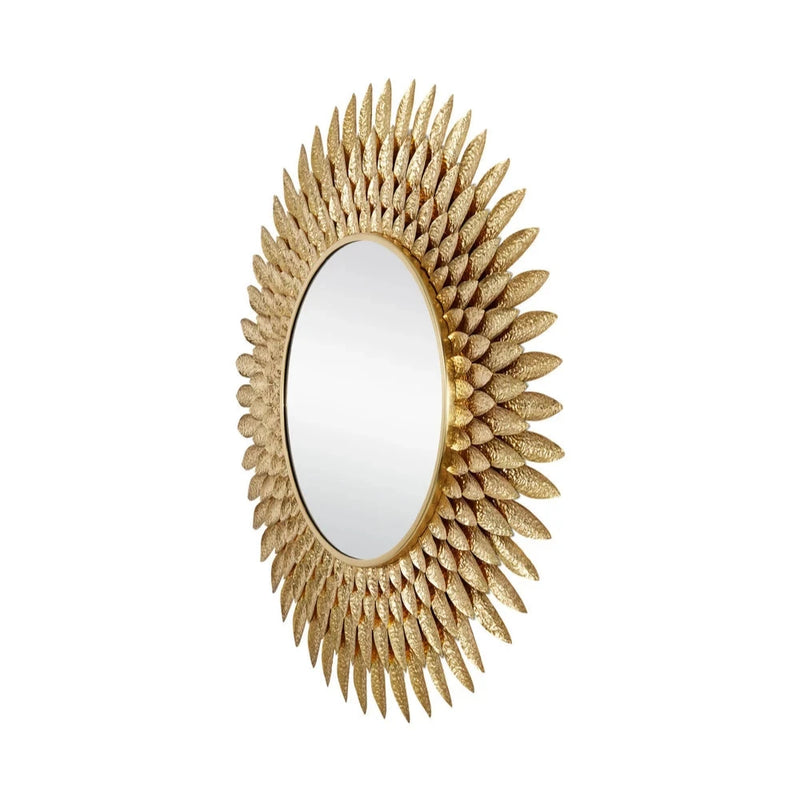 Plume Wood Framed Round Wall Mirror