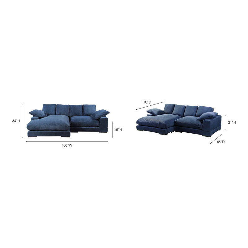 Plunge Blue Navy Corduroy Reversible Sectional With Chaise Modular Sofas LOOMLAN By Moe's Home