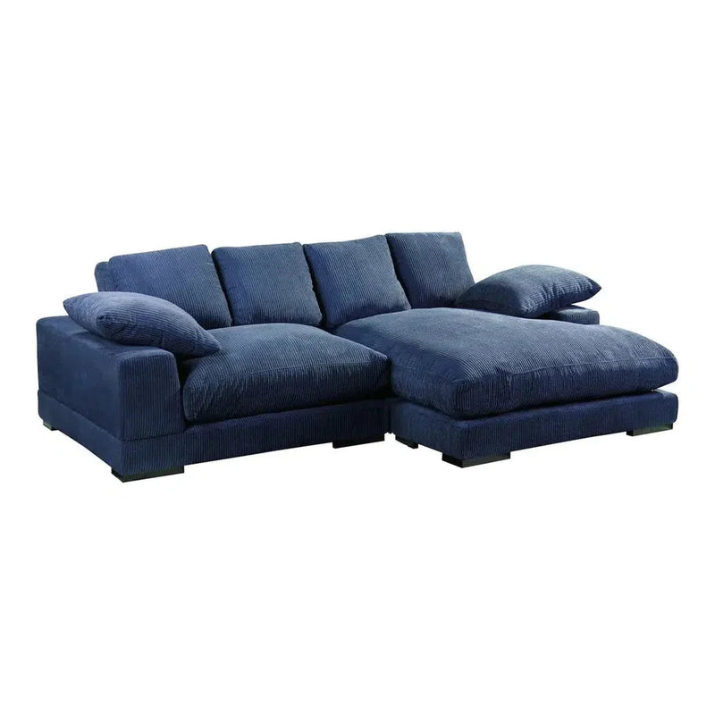 Plunge Blue Navy Corduroy Reversible Sectional With Chaise Modular Sofas LOOMLAN By Moe's Home
