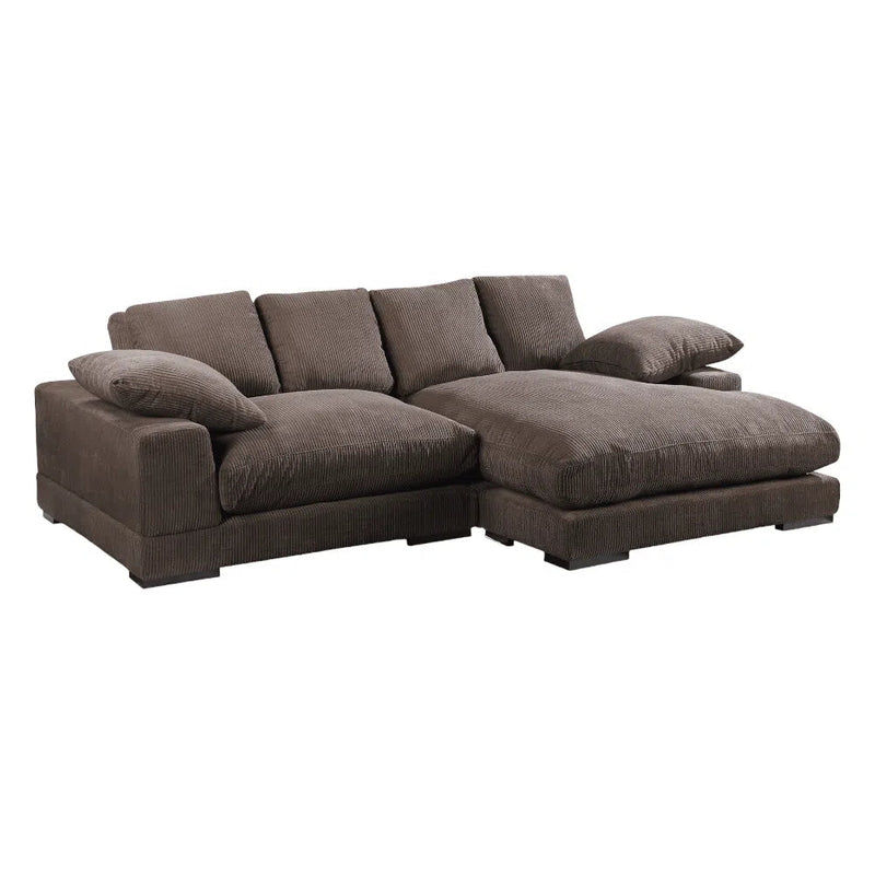 Plunge Brown Corduroy Reversible Sectionals Sofa With Chaise Modular Sofas LOOMLAN By Moe's Home