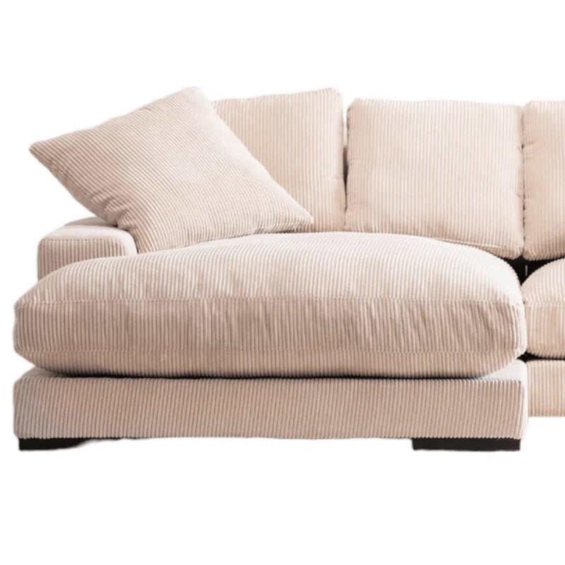 Plunge Cappuccino Cream Corduroy Reversible Sectional Sofa with Chaise Modular Sofas LOOMLAN By Moe's Home