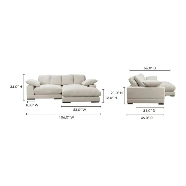 Plunge Cream Sectional Sofa Sahara - LOOMLAN - Moe's Home - Sectionals