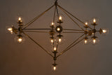 Pluto Metal and Glass Large Chandelier With Brass Finish-Chandeliers-Noir-LOOMLAN