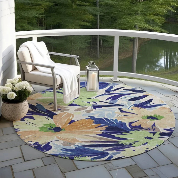 Plyven Blue Washable Indoor - Outdoor Rug - LOOMLAN - LOOMLAN Rugs - Outdoor Rugs