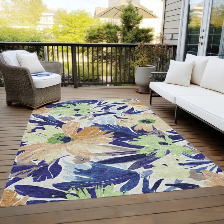 Plyven Blue Washable Indoor - Outdoor Rug - LOOMLAN - LOOMLAN Rugs - Outdoor Rugs