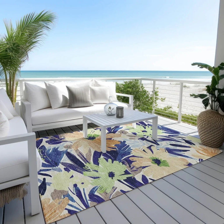 Plyven Blue Washable Indoor - Outdoor Rug - LOOMLAN - LOOMLAN Rugs - Outdoor Rugs