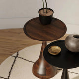 Polina Wooden Round Stylish Side Table-Side Tables-LH Imports-LOOMLAN