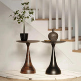 Polina Wooden Round Stylish Side Table-Side Tables-LH Imports-LOOMLAN