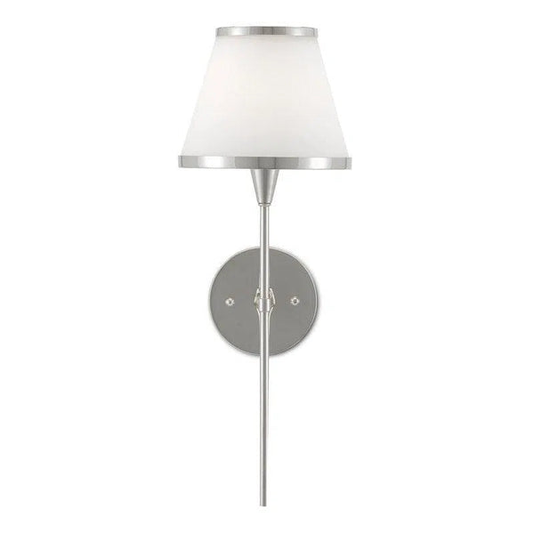 Polished Nickel Opaque Glass Brimsley Nickel Wall Sconce Wall Sconces LOOMLAN By Currey & Co