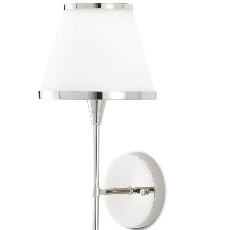 Polished Nickel Opaque Glass Brimsley Nickel Wall Sconce Wall Sconces LOOMLAN By Currey & Co