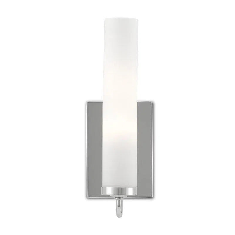 Polished Nickel Opaque Glass Brindisi Nickel Wall Sconce Wall Sconces LOOMLAN By Currey & Co