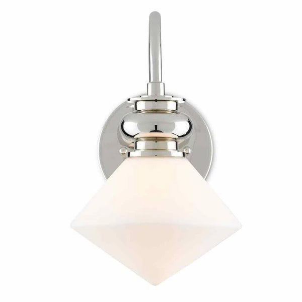 Polished Nickel White Rycroft Wall Sconce Wall Sconces LOOMLAN By Currey & Co
