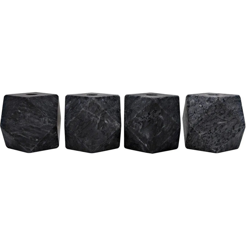 Polyhedron Decorative Marble Black Candle Holder 4PC