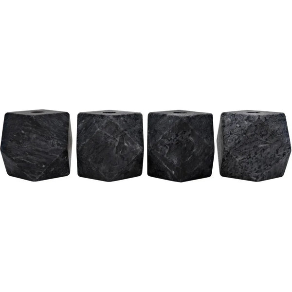 Polyhedron Decorative Marble Candleholder 4Pc