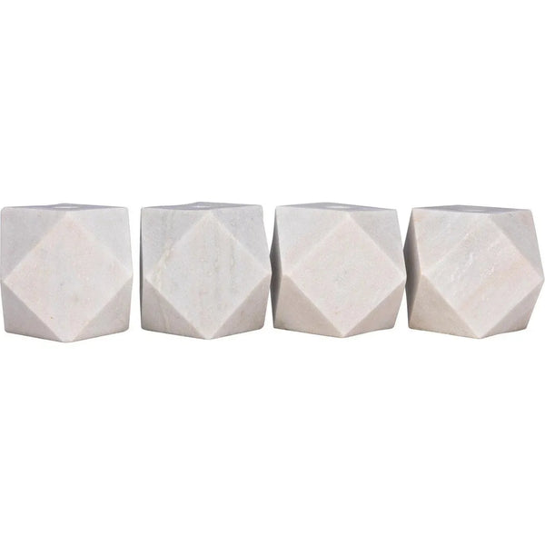 Polyhedron Decorative Marble White Candle Holder 4PC