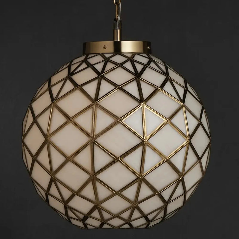 Polyhedron Modern Brass Finish Glass Pendant