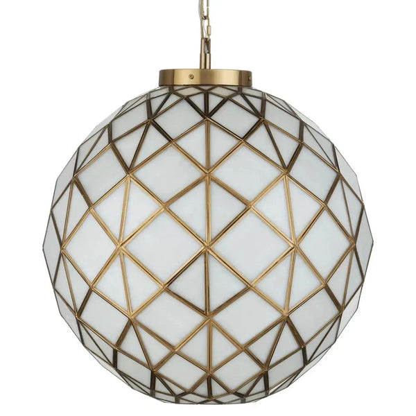 Polyhedron Modern Brass Finish Glass Pendant