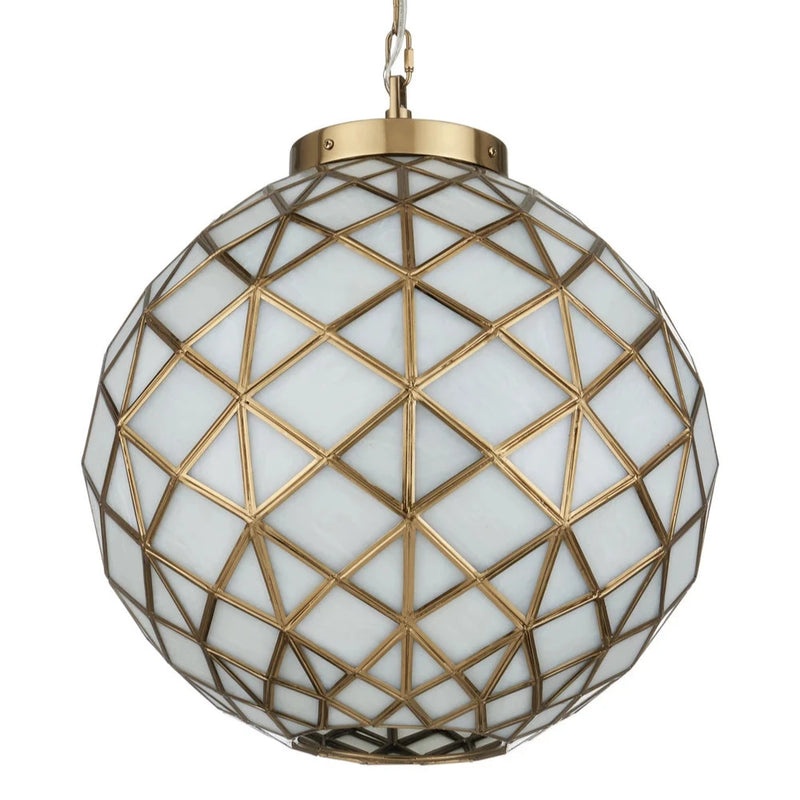 Polyhedron Modern Brass Finish Glass Pendant