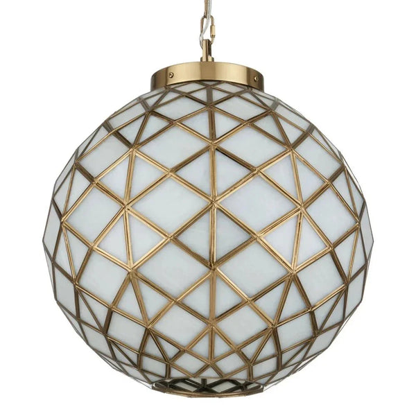 Polyhedron Modern Brass Finish Glass Pendant - LOOMLAN - Currey & Co - Pendants