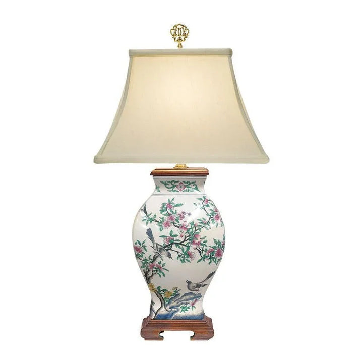 Pom 'n Bird Hand Painted Porcelain Table Lamp - LOOMLAN - Wildwood - Table Lamps