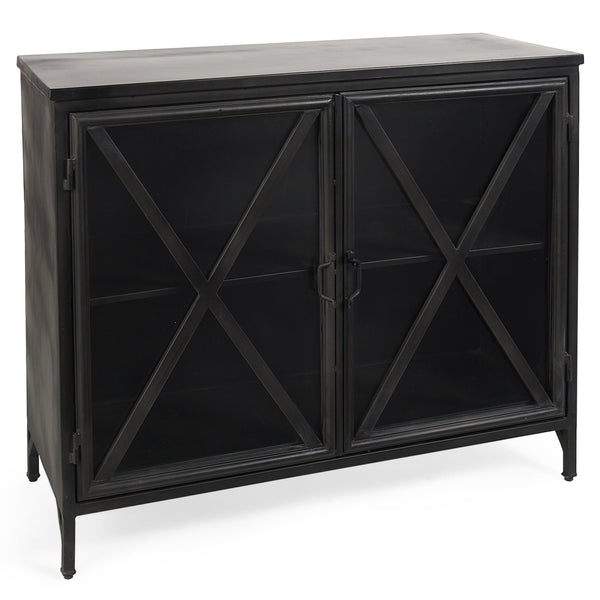 Poppy Glass Door Black Accent Cabinet