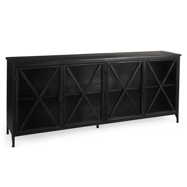 Poppy Glass Door Black Sideboard