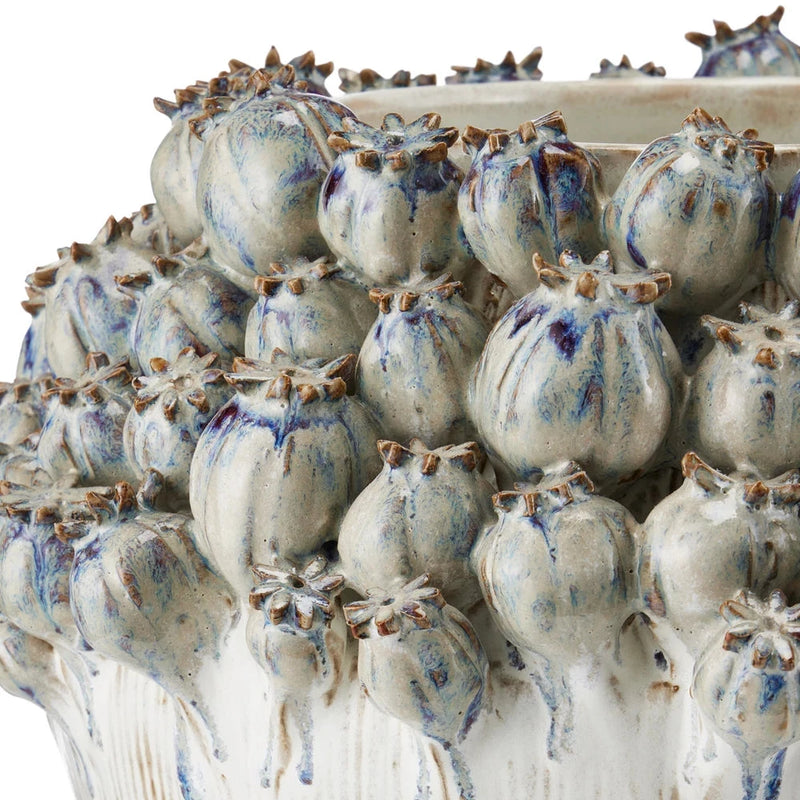 Poppy Pod Crown Hand Blue Ceramic Vase-Vases & Jars-Currey & Co-LOOMLAN