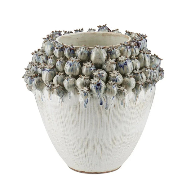 Poppy Pod Crown Hand Blue Ceramic Vase - LOOMLAN - Currey & Co - Vases & Jars