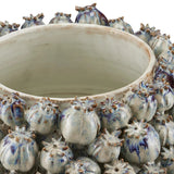 Poppy Pod Crown Handcrafted Ivory Blue Ceramic Vase