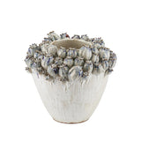 Poppy Pod Crown Handcrafted Ivory Blue Ceramic Vase