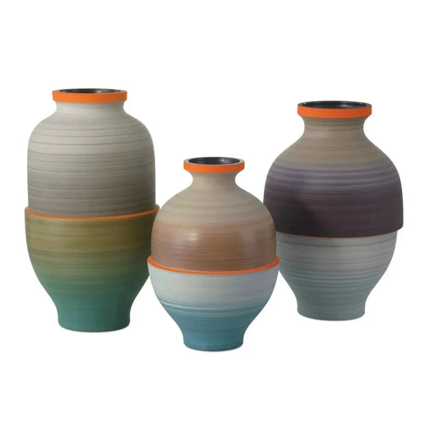 Porcelain Happy 80'S Gray Multi Vases 3PC - LOOMLAN - Currey & Co - Vases & Jars