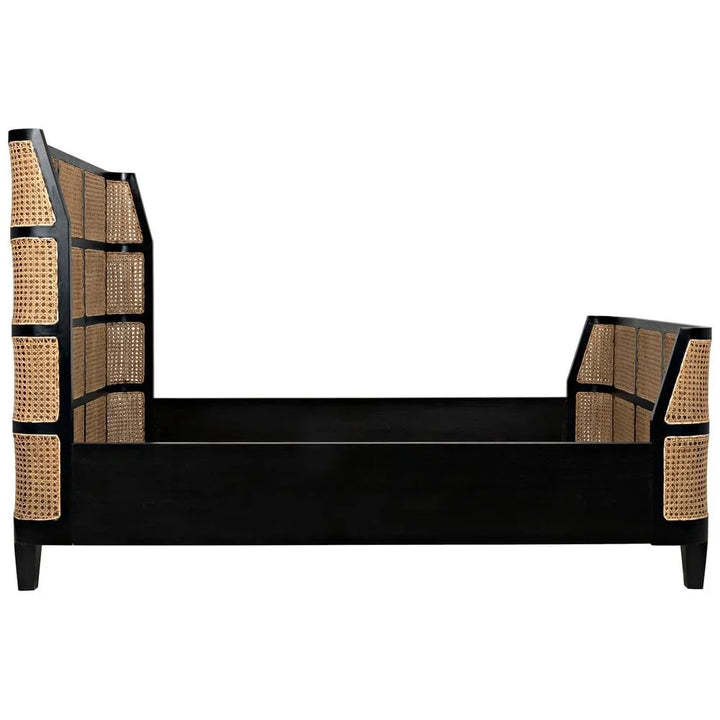 Porto Wooden Hand Rubbed Black Queen Bed - LOOMLAN - Noir - Beds