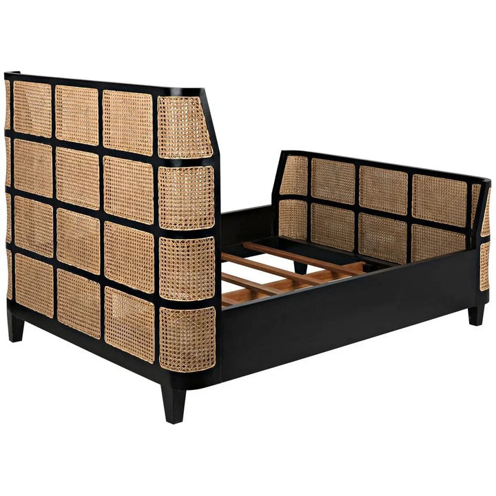 Porto Wooden Hand Rubbed Black Queen Bed - LOOMLAN - Noir - Beds