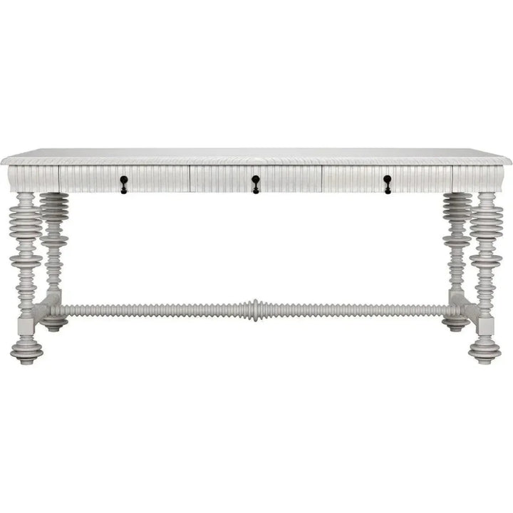 Portuguese Carved Wooden Desk-Home Office Desks-Noir-White-LOOMLAN