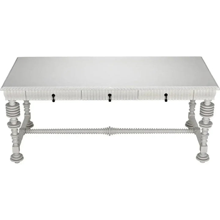 Portuguese Carved Wooden Desk-Home Office Desks-Noir-LOOMLAN