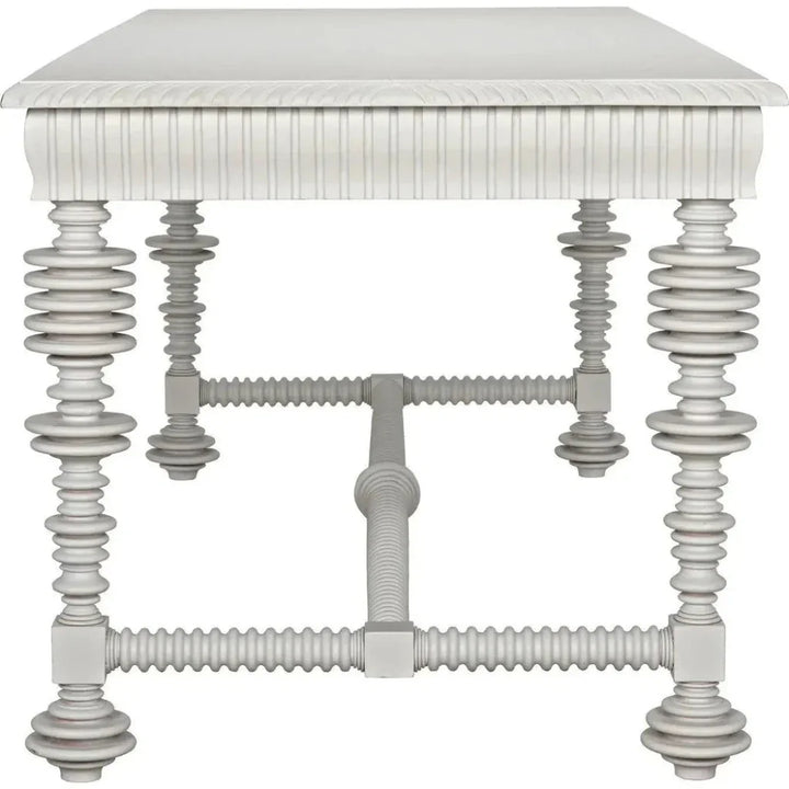 Portuguese Carved Wooden Desk-Home Office Desks-Noir-LOOMLAN